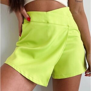 Wrap Front Lime Green Skort